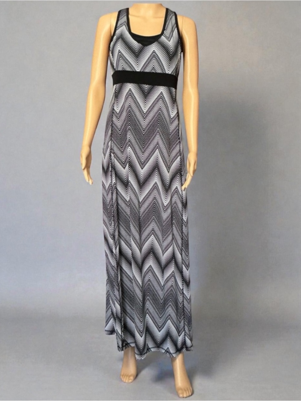 tek gear Black and White Chevron Racerback Maxi Dress